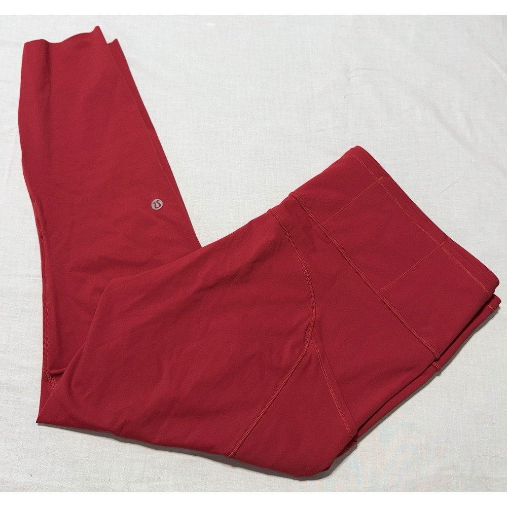 NWOT Lululemon Red Leggings Women's Size 18 Athletic Workout Pants Pockets